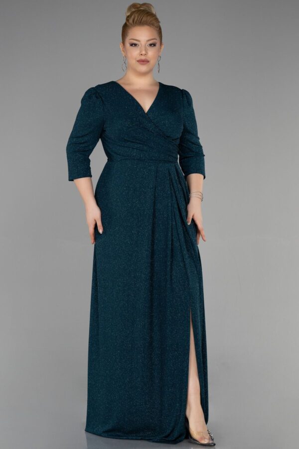 Kapri Kol Uzun Simli Büyük Beden Abiye Abu39740 - Görsel 5