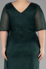 Mor Kısa Kol Yırtmaçlı Uzun Simli Büyük Beden Abiye ABU39821 - Görsel 13