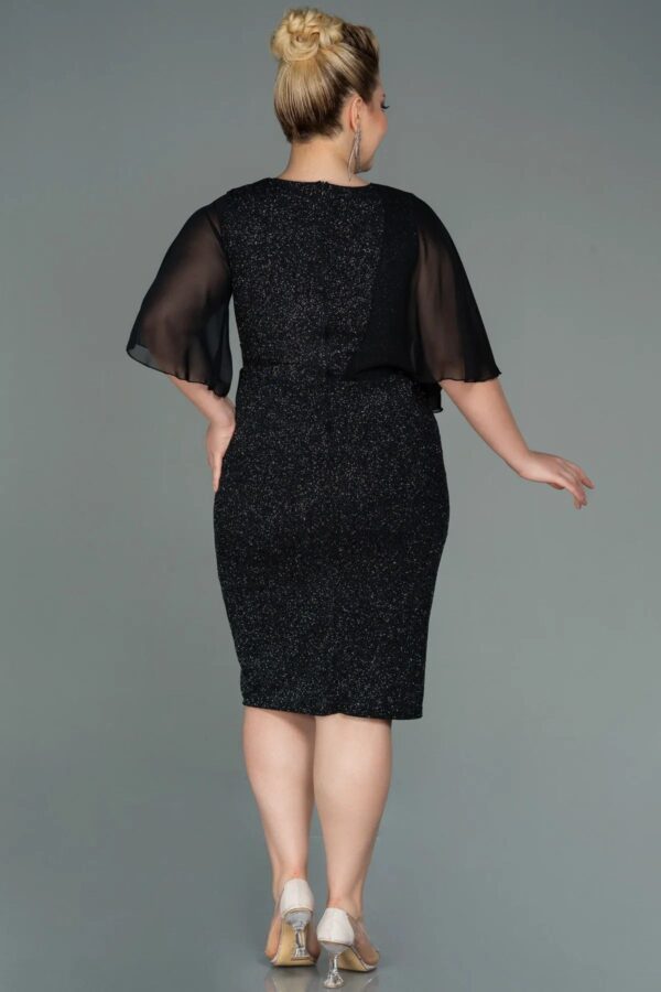 Kısa Kol Simli Midi Büyük Beden Abiye Abk39611 - Görsel 2