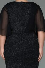 Kısa Kol Simli Midi Büyük Beden Abiye Abk39611 - Görsel 4