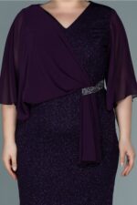 Kısa Kol Simli Midi Büyük Beden Abiye Abk39611 - Görsel 19