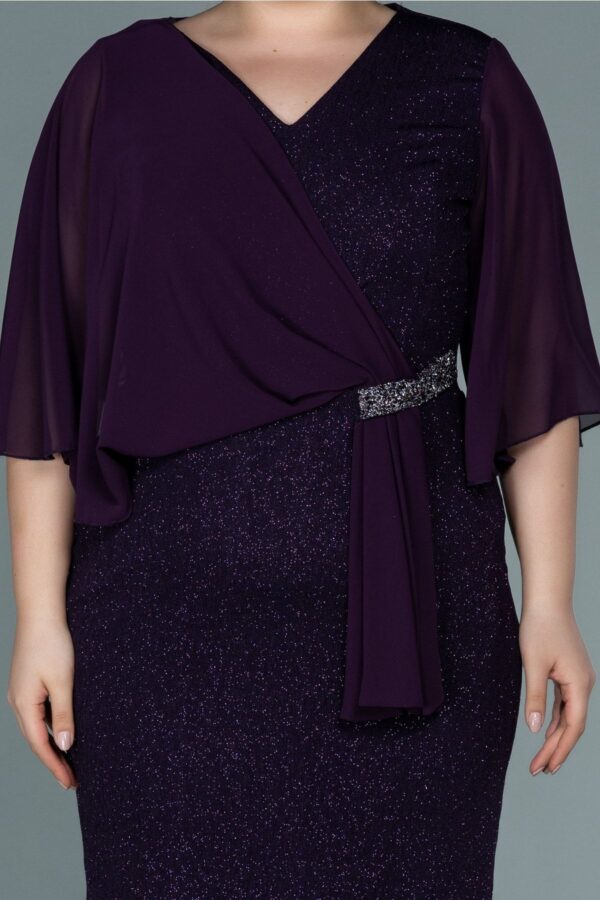 Kısa Kol Simli Midi Büyük Beden Abiye Abk39611 - Görsel 19