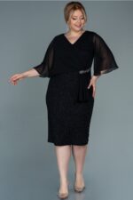 Kısa Kol Simli Midi Büyük Beden Abiye Abk39611 - Görsel 25