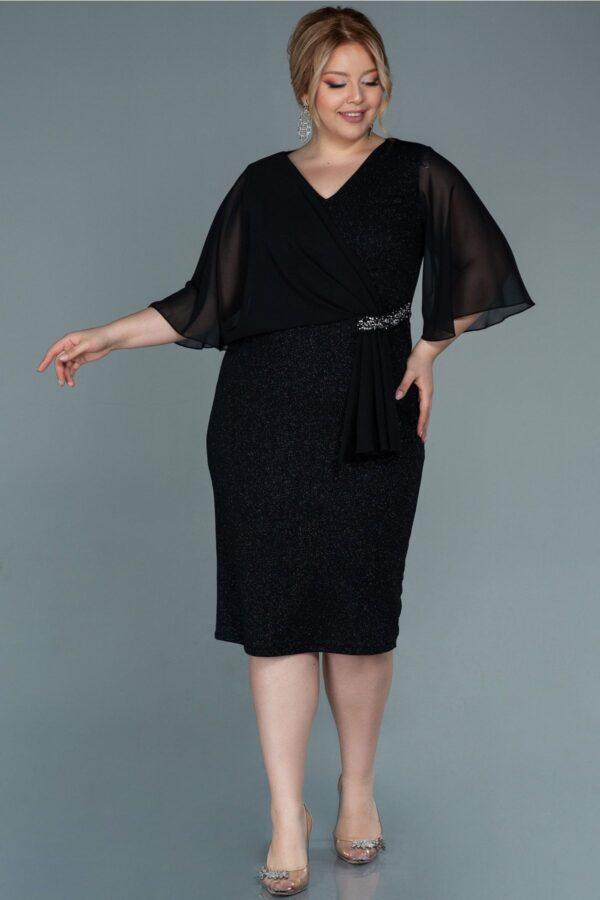 Kısa Kol Simli Midi Büyük Beden Abiye Abk39611 - Görsel 25