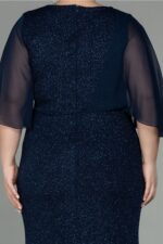 Kısa Kol Uzun Simli Büyük Beden Abiye Abu39596 - Görsel 4