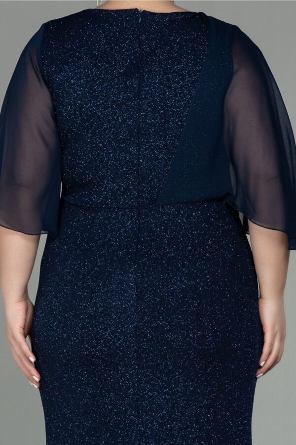 Kısa Kol Uzun Simli Büyük Beden Abiye Abu39596 - Görsel 4