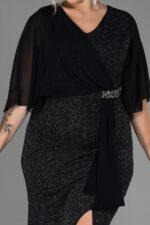 Kısa Kol Uzun Simli Büyük Beden Abiye Abu39596 - Görsel 7