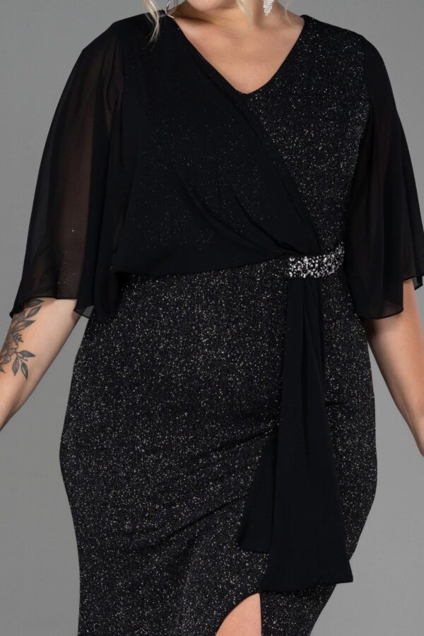 Kısa Kol Uzun Simli Büyük Beden Abiye Abu39596 - Görsel 7