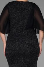 Kısa Kol Uzun Simli Büyük Beden Abiye Abu39596 - Görsel 8