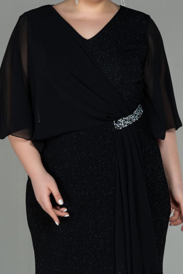 Kısa Kol Uzun Simli Büyük Beden Abiye Abu39596 - Görsel 19