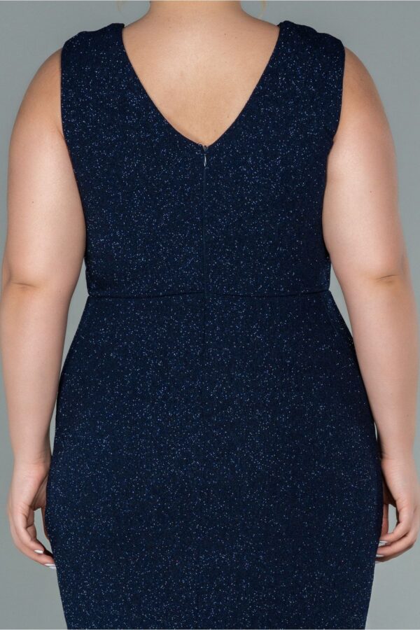 Kruvaze Yaka Kolsuz Midi Simli Büyük Beden Abiye Abk1492 - Görsel 20