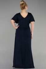 Kısa Kol Yırtmaçlı Uzun Simli Büyük Beden Abiye ABU39790 - Görsel 10