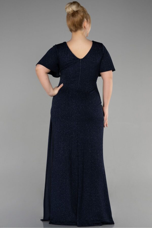 Kısa Kol Yırtmaçlı Uzun Simli Büyük Beden Abiye ABU39790 - Görsel 10