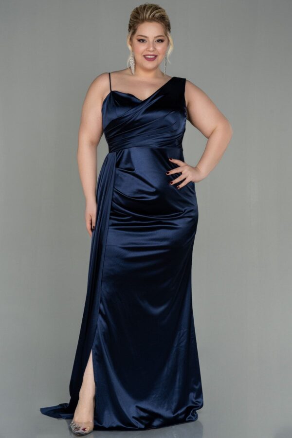 Siyah Tek Omuz Uzun Saten Büyük Beden Abiye Abu2932 - Görsel 9