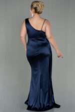 Siyah Tek Omuz Uzun Saten Büyük Beden Abiye Abu2932 - Görsel 10