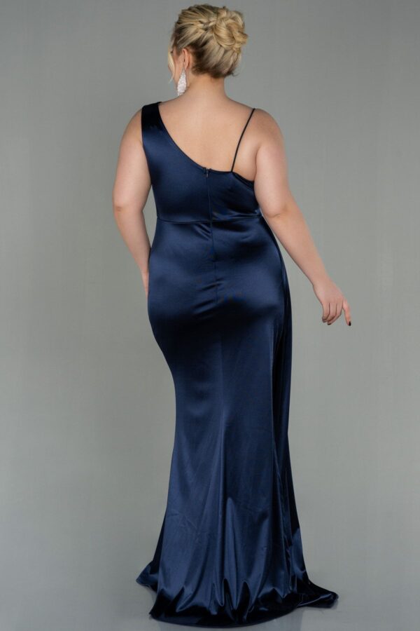 Siyah Tek Omuz Uzun Saten Büyük Beden Abiye Abu2932 - Görsel 10