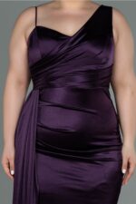 Siyah Tek Omuz Uzun Saten Büyük Beden Abiye Abu2932 - Görsel 15