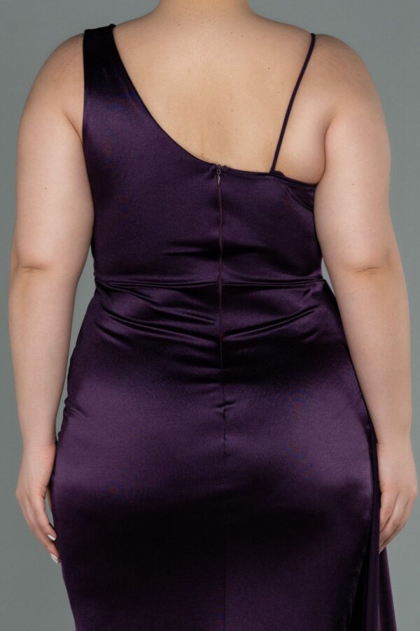 Siyah Tek Omuz Uzun Saten Büyük Beden Abiye Abu2932 - Görsel 16