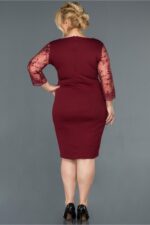 Kadın Lacivert Kruvaze Yaka Işleme Detaylı Büyük Beden Abiye Elbise Abk833 - Görsel 6