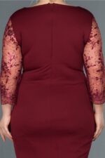 Kadın Lacivert Kruvaze Yaka Işleme Detaylı Büyük Beden Abiye Elbise Abk833 - Görsel 8