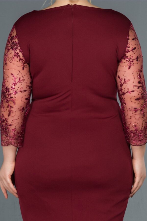 Kadın Lacivert Kruvaze Yaka Işleme Detaylı Büyük Beden Abiye Elbise Abk833 - Görsel 8