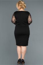 Kadın Lacivert Kruvaze Yaka Işleme Detaylı Büyük Beden Abiye Elbise Abk833 - Görsel 10