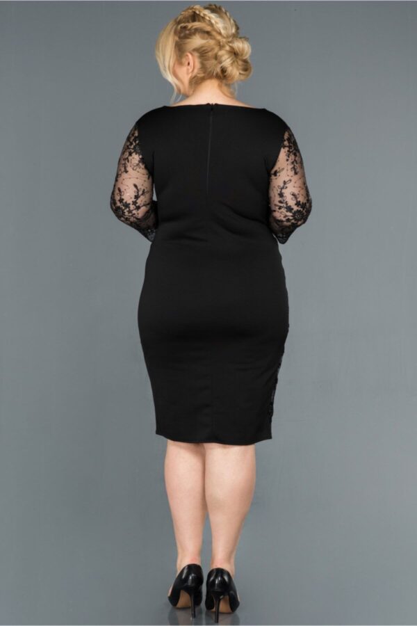 Kadın Lacivert Kruvaze Yaka Işleme Detaylı Büyük Beden Abiye Elbise Abk833 - Görsel 10