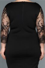 Kadın Lacivert Kruvaze Yaka Işleme Detaylı Büyük Beden Abiye Elbise Abk833 - Görsel 12