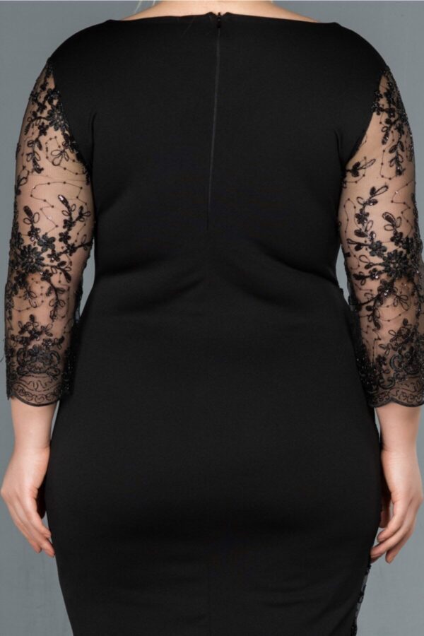 Kadın Lacivert Kruvaze Yaka Işleme Detaylı Büyük Beden Abiye Elbise Abk833 - Görsel 12