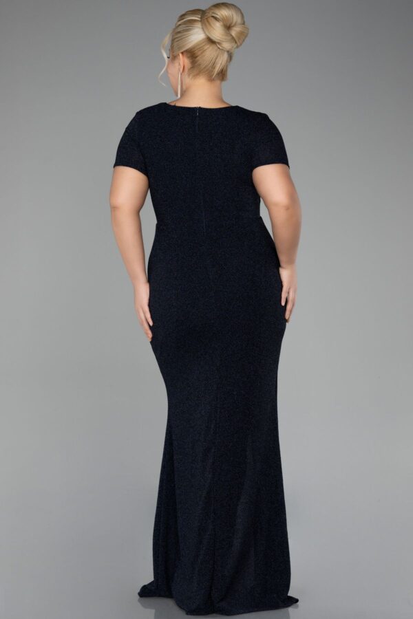 Bordo Kısa Kol Simli Uzun Büyük Beden Abiye Abu39892 - Görsel 6