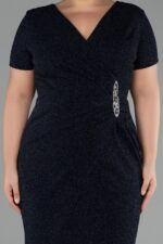 Bordo Kısa Kol Simli Uzun Büyük Beden Abiye Abu39892 - Görsel 7