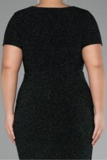 Bordo Kısa Kol Simli Uzun Büyük Beden Abiye Abu39892 - Görsel 12