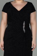 Bordo Kısa Kol Simli Uzun Büyük Beden Abiye Abu39892 - Görsel 15