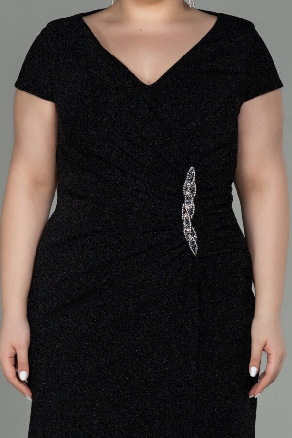 Bordo Kısa Kol Simli Uzun Büyük Beden Abiye Abu39892 - Görsel 15