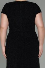 Bordo Kısa Kol Simli Uzun Büyük Beden Abiye Abu39892 - Görsel 16