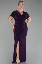 Bordo Kısa Kol Simli Uzun Büyük Beden Abiye Abu39892 - Görsel 17