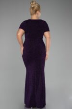 Bordo Kısa Kol Simli Uzun Büyük Beden Abiye Abu39892 - Görsel 18