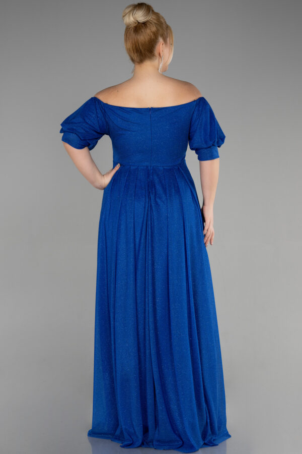 Kayık Yaka Kısa Kol Yırtmaçlı Uzun Büyük Beden Abiye ABU39818 - Görsel 10