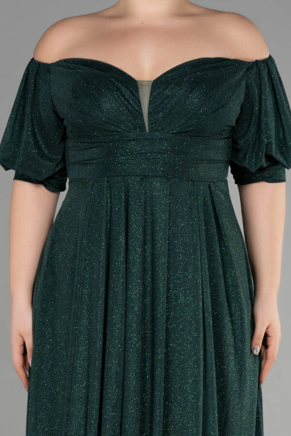 Kayık Yaka Kısa Kol Yırtmaçlı Uzun Büyük Beden Abiye ABU39818 - Görsel 19