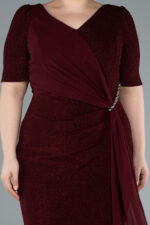 Kısa Kol Simli Midi Büyük Beden Abiye ABK41000 - Görsel 3