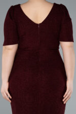 Kısa Kol Simli Midi Büyük Beden Abiye ABK41000 - Görsel 4