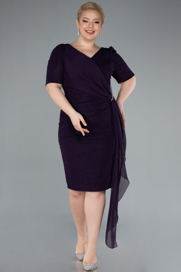 Kısa Kol Simli Midi Büyük Beden Abiye ABK41000 - Görsel 9