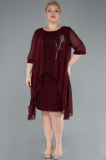 Kısa Kol Üstü Şifon Midi Simli Büyük Beden Abiye ABK39967