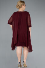 Kısa Kol Üstü Şifon Midi Simli Büyük Beden Abiye ABK39967 - Görsel 2