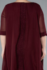 Kısa Kol Üstü Şifon Midi Simli Büyük Beden Abiye ABK39967 - Görsel 4