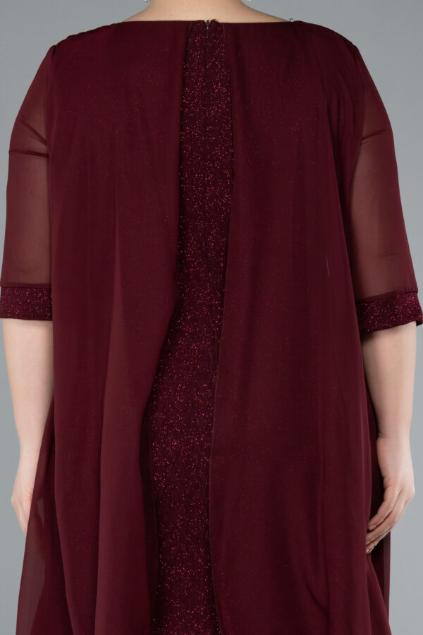 Kısa Kol Üstü Şifon Midi Simli Büyük Beden Abiye ABK39967 - Görsel 4