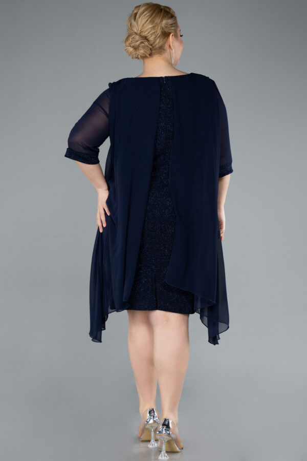 Kısa Kol Üstü Şifon Midi Simli Büyük Beden Abiye ABK39967 - Görsel 6