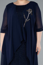 Kısa Kol Üstü Şifon Midi Simli Büyük Beden Abiye ABK39967 - Görsel 7