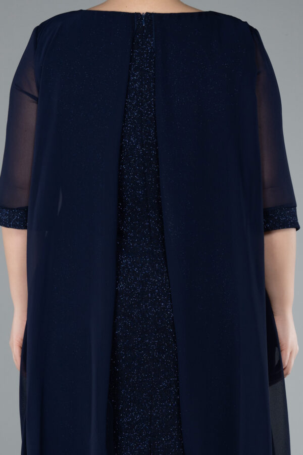 Kısa Kol Üstü Şifon Midi Simli Büyük Beden Abiye ABK39967 - Görsel 8