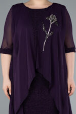 Kısa Kol Üstü Şifon Midi Simli Büyük Beden Abiye ABK39967 - Görsel 11